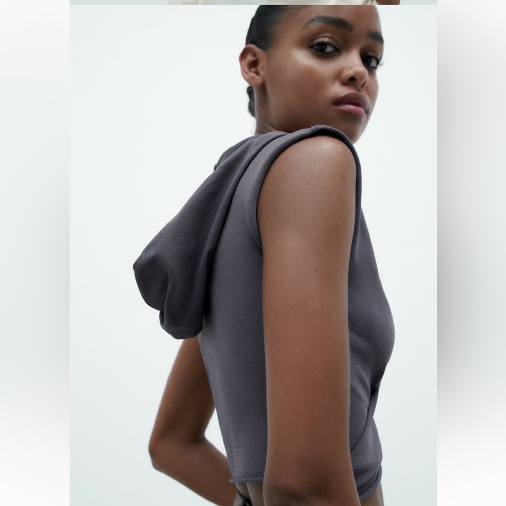 Zara Cropped Grey Wrap Top